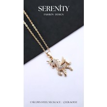 Serenity Unicorn Figür Çelik Kolye