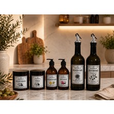 3 Lü Set 6 Parça Cam 2li 750ML Yağdanlık Cam Amber 300ML 2li Sıvı Sabunluk 2li Amber Pamukluk Yağlık