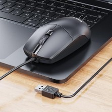 SPK7247 USB Kablolu Optik Mouse - 1.8 Metre Ekstra Uzun Kablo, 1200 Dpı Hassasiyet, Ergonomik Ofis ve Ev Tasarımı, Tak-Çalıştır, Siyah