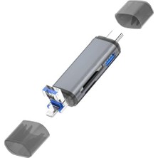 Ads-28 6ın1 Otg Card Reader- Lightning Apple, Iphone& Ipad Için, USB 3.0 To Type C Sd/tf Kart Okuyucu