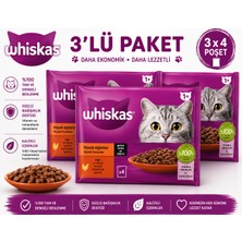 Whiskas Klasik Öğünler Sığırlı ve Tavuklu Yetişkin Kedi Yaş Maması 12X85 G – 3'lü Multipack