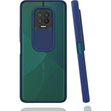 Note 7 ile Uyumlu Kılıf Slayt Sürgülü Arkası Buzlu Lensi Kapak - Lacivert