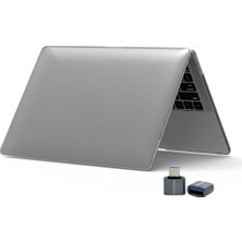 MacBook Pro 13 Kristal Şeffaf Kılıf A1706 A1708 A1989 A2159 A2251 A2289 A2338 M1 M2 Uyumlu Parmak Izi Bırakmaz Ince Hafif Sert Kapak Gri