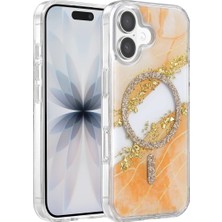 Motto Ticaret Mey Ithalat®   iPhone 16 Lotus Simli Magsafe Kapak - Turuncu