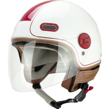 Cgm 191V Pix Vintage Bianco Bordeaux Lunga Açık Kask (Beyaz-Kırmızı)