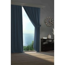 Goccia Home Blackout Karartma Tek Kanat Fon Perde Krem Mavi