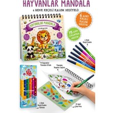 Elivora Hayvanlar Mandala - 6 Renk Keçeli Kalem ve 75 Adet Çıkartma Hediyeli 3+