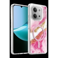 Herşey Trend Herşeytrend Onegif Xiaomi Redmi 15C 4g Lotus Simli Magsafe Kapak - Pembe