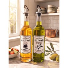 2 Li 750 ml Şeffaf Damlatmaz Ayçiçek Yağı Zeytinyağı Şişesi Yağlık Yağdanlık