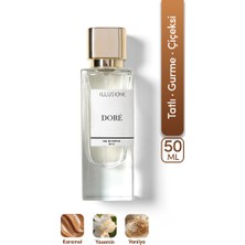 ILLUSIONE Doré EDP Kadın Parfüm 50ml | Tatlı-Gurme-Çiçeksi | Karamel, Yasemin, Vanilya