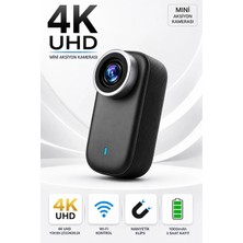 Omaze 4K UHD Mini Aksiyon Kamerası Wifi Bağlantılı Manyetik Klipsli Giyilebilir Body Cam Spor ve Vlog Kamerası