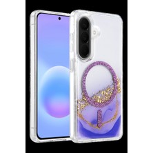 Herşey Trend Herşeytrend Onegif Samsung Galaxy A57 5g Lotus Simli Magsafe Kapak - Mor