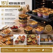 Trendhane 15’li Kare Kek Kalıbı Seti – Renkli Desenli Tek Kullanımlık Pişirme ve Sunum Kabı, Muffin, Cupcake, Kek ve Tatlı Için Fırına Uygun Pratik Kalıp Seti