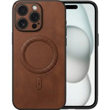 Teknosepetim iphone 16 Pro Max Için Magsafe Ile Uyumlu  Premium Deri Görünümlü Kılıf Kamera Korumalı Taba