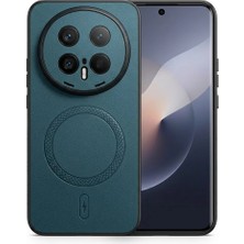 Teknosepetim Magic 8 Pro  Için Magsafe Ile Uyumlu  Premium Deri Görünümlü Kılıf Kamera Korumalı Yeşil