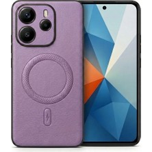Teknosepetim Redmi Note 14 Için Magsafe Ile Uyumlu  Premium Deri Görünümlü Kılıf Kamera Korumalı Lila