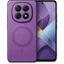 Teknosepetim Redmi Note 15 Pro Için Magsafe Ile Uyumlu  Premium Deri Görünümlü Kılıf Kamera Korumalı Lila