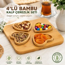 Trendhane 4’lü Bambu Kalpli Çerezlik Seti – Ahşap Sunum Tepsili 4 Bölmeli Atıştırmalık, Kuruyemiş, Çerez, Şekerleme ve Ikramlık Servis Tabağı