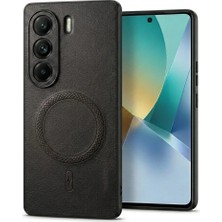 Teknosepetim Camon 40 Pro Için Magsafe Ile Uyumlu  Premium Deri Görünümlü Kılıf Kamera Korumalı Siyah
