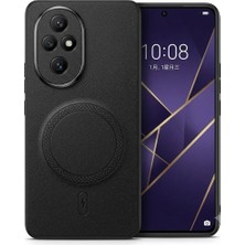 Teknosepetim Honor 200 Pro Için Magsafe Ile Uyumlu  Premium Deri Görünümlü Kılıf Kamera Korumalı Siyah