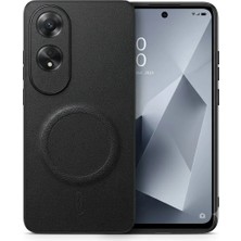 Teknosepetim Oppo A60  Için Magsafe Ile Uyumlu  Premium Deri Görünümlü Kılıf Kamera Korumalı Siyah