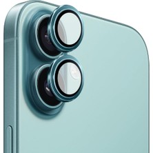 Safir Temperli Kamera Lens Koruyucu, iPhone 16 ve iPhone 16 Plus ile Uyumlu (Deniz Mavisi)