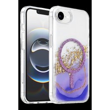 Herşey Trend Herşeytrend Onegif Apple Iphone 17E Lotus Simli Magsafe Kapak - Mor