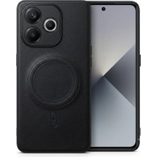 Teknosepetim Oppo A5 Pro  Için Magsafe Ile Uyumlu  Premium Deri Görünümlü Kılıf Kamera Korumalı Siyah