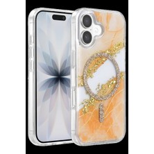 Herşey Trend Herşeytrend Onegif Apple Iphone 17 Lotus Simli Magsafe Kapak - Turuncu