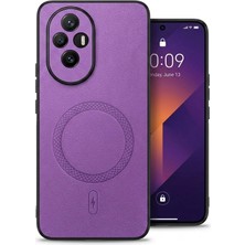 Teknosepetim Honor 200 Pro Için Magsafe Ile Uyumlu  Premium Deri Görünümlü Kılıf Kamera Korumalı Lila