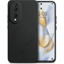 Teknosepetim Honor 90 Için Magsafe Ile Uyumlu  Premium Deri Görünümlü Kılıf Kamera Korumalı Siyah