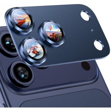 [sapphire Full Camera Guard] iPhone Uyumlu Safir Kamera Lens Koruyucu  Kılıf Dostu Metal 9h Temperli Cam Kamera Kapağı (Abis Lacivert, iPhone 17 Pro)
