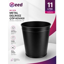 Need ND-1078 Metal Deliksiz Siyah Çöp Kovası 11 Litre