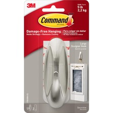 Command Büyük Tasarımcı Kanca, 5 Lbs'ye Kadar Tutar, 2 Command Şeritli 1 Duvar Kancası, Fırç