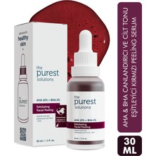 The Purest Solutions, AHA & BHA Canlandırıcı & Cilt Tonu Eşitleyici Kırmızı Peeling Cilt Serumu 30 ml  (Aha 10% + Bha 2%)