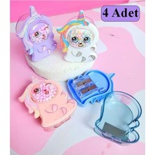 Unicorn Kalemtraş 4 Renk 1 Paket Hazneli Jumbo Kalemtıraş Unicorn Boynuzlu Standart Kalem Açaca�