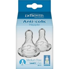 Dr. Brown's 2. Seviye Dar Ağız Silikon Biberon Emziği, Ikili Paket
