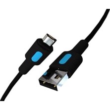 Micro USB Hızlı Şarj Kablosu (Siyah + Mavi/siyah Uç) (150 Cm)