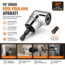 Trendhane 90° Köşe Vidalama Adaptörü – Manyetik Uç Tutuculu Dar Alan Vida Aparatı