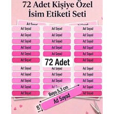 TT sticker 72 Adet Pembe Isme Kişiye Özel Okul Etiketi Defter Kitap Kalem Çıkartma Sticker Kişiselleştirilebilir Isim Etiketi