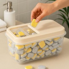 7,5 Lt Mega Banyo Düzenleyici Kayar Kapaklı Etiketli Toz Tablet Deterjan Saklama Kutusu