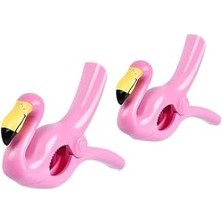Pembe Flamingo Plaj Havlusu Mandalı, 2'li Set, Güçlü Tutma Özellikli, Taşınabilir Havlu Klipsi