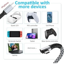 Vr-C Oculus Quest ile Uyumlu Vr5 Link Kablosu 5 M, 5gbps USB 3.2 Gen 1 Hızlı Veri Aktarımı, Hızlı Şarj Usb-C, Quest 2 Uyumlu (Type C To Type C) Kablo; Sanal Gerçeklik Gözlüğü Uyumlu