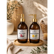 Trend Home Life Gold Kapaklı Sabunluk Deterjanlık Ahşap Stantlı 500 ml