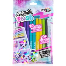 Airbrush Plush - Refill Kit 10 Pens (256) / Yıkanabilir Renkli Kalemleyiciler Airbrush ve Yapışka