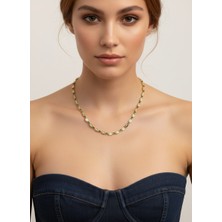 Valmont Accessories Kadın Altın Renk Yeşil  Taşlı Sıralı Kolye