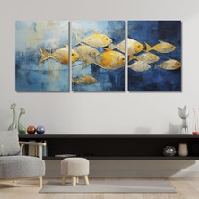 Lü Kanvas Duvar Tablosu Modern Sarı Balık Sürüsü Tasarımı 30 x 40