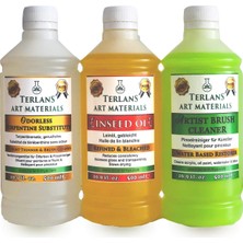 Terlans Yağlı Boya Seti Yardımcı Malzemeler 3X500ML Kokusuz Terebentin - Keten Yağı - Boya Fı
