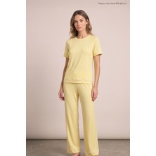 Jaya Pamuklu Kısa Kollu Pijama Takımı / Sarı