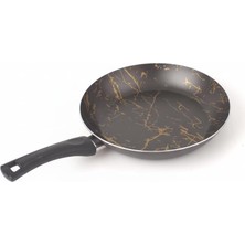 Desert 26 cm Eco Tava Siyah Üzeri Gold Izmir Desen - Yanmaz Yapışmaz Granit Efektli Günlük Kızartma ve Omlet Tavası